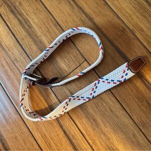 Woven Cream Belt with Red and Blue Accents vineyard vines